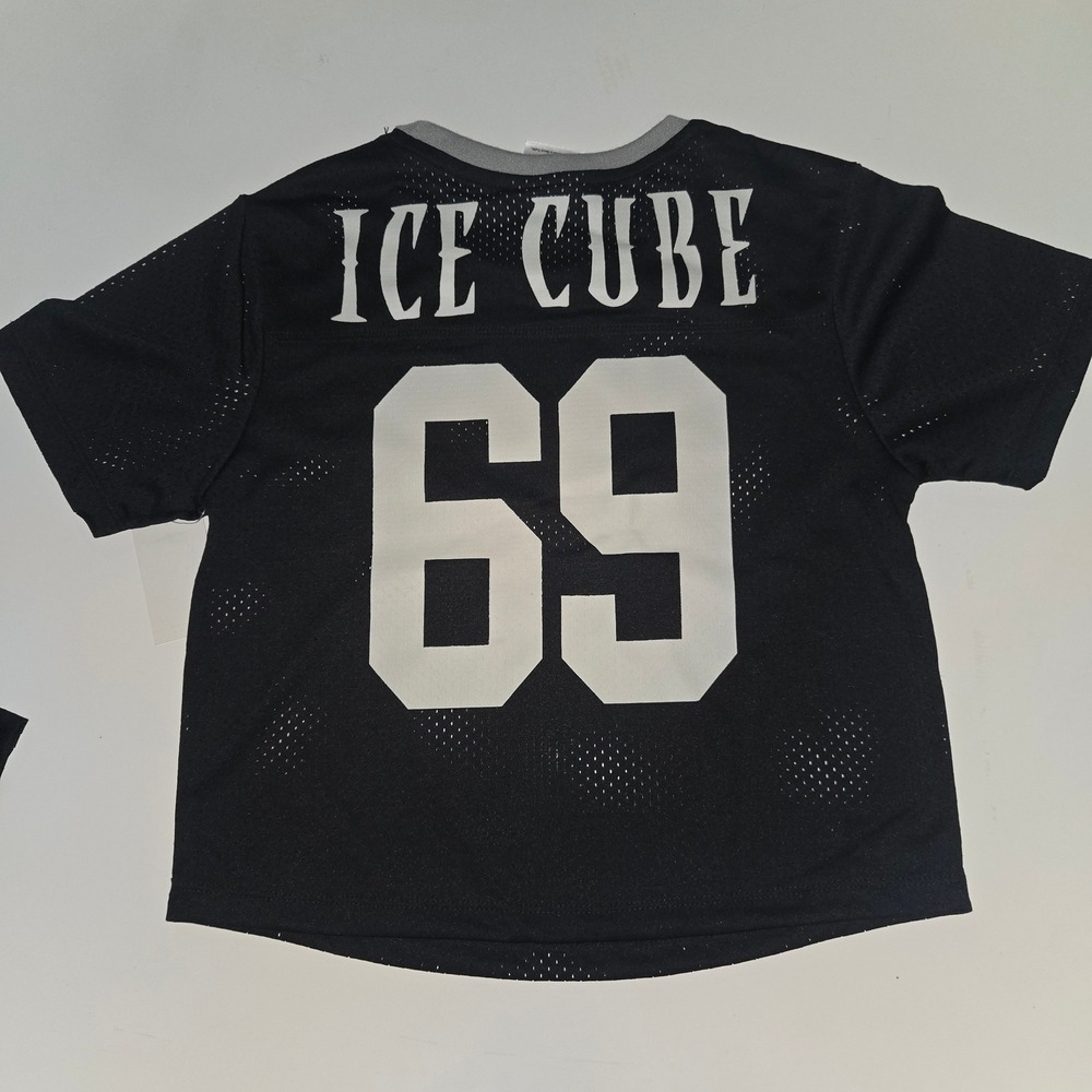 Ice Cube Los Angeles Mesh Jersey Crop Top Black 69 Graphic Shirt XXS NWT - Picture 2 of 5